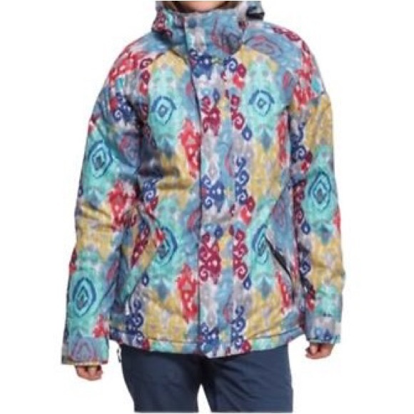Burton dryride radiant kazbah tye dye ikat multicolor snowboard hooded jacket M - Picture 3 of 10